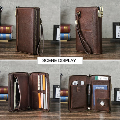 Herren Echtleder Geldbörse Vintage Luxus Business Handtasche Clutch Geldclip
