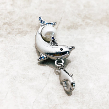 Damen-Charm-Anhänger Delfin mit Perle aus Sterlingsilber
