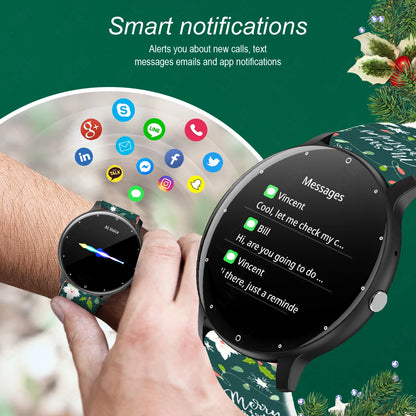 LIGE Smart Watch 2024, für Android, Bluetooth, Anruf, Smartwatch, Touch-Dial, Musik, Fitness, Tracker, Sportuhren, Weihnachtsband, Geschenk