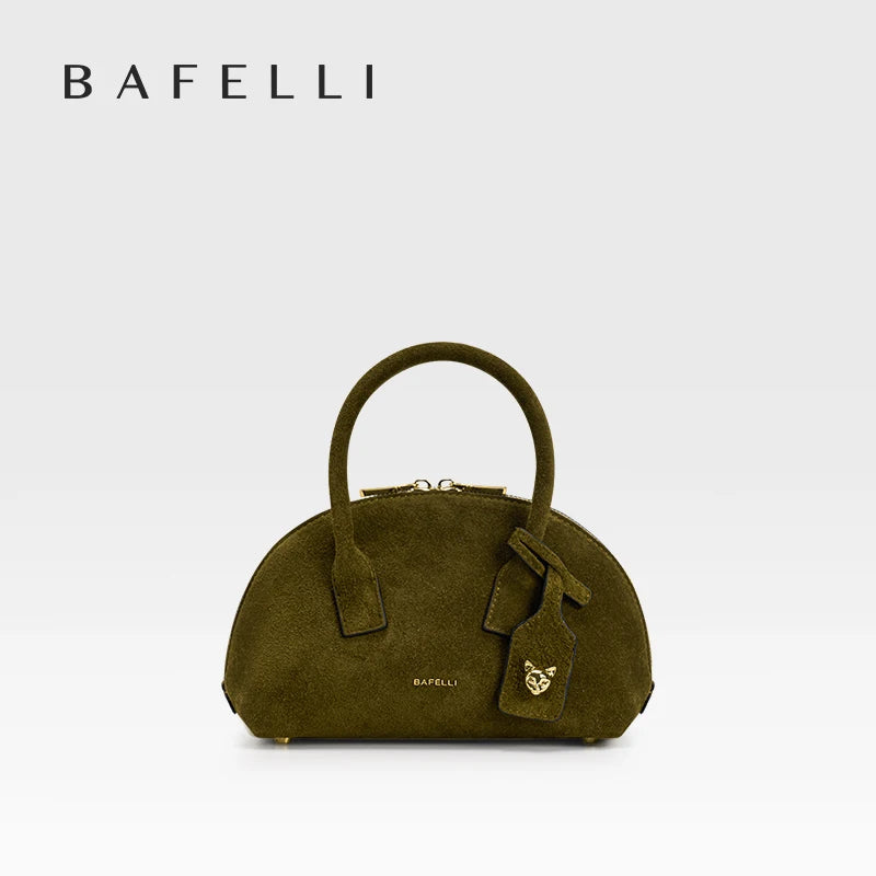 Bowlingtasche in Moss-Green mit gerundetem Korpus, Griffbügeln und Reißverschluss