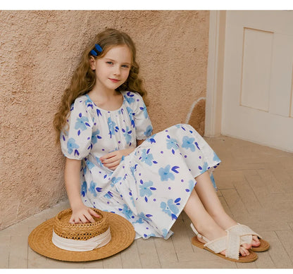 Prinzessinnen-Kleid für Mädchen in Lila mit Patchwork-Design – Sommermode für Kinder von 3 bis 14 Jahren