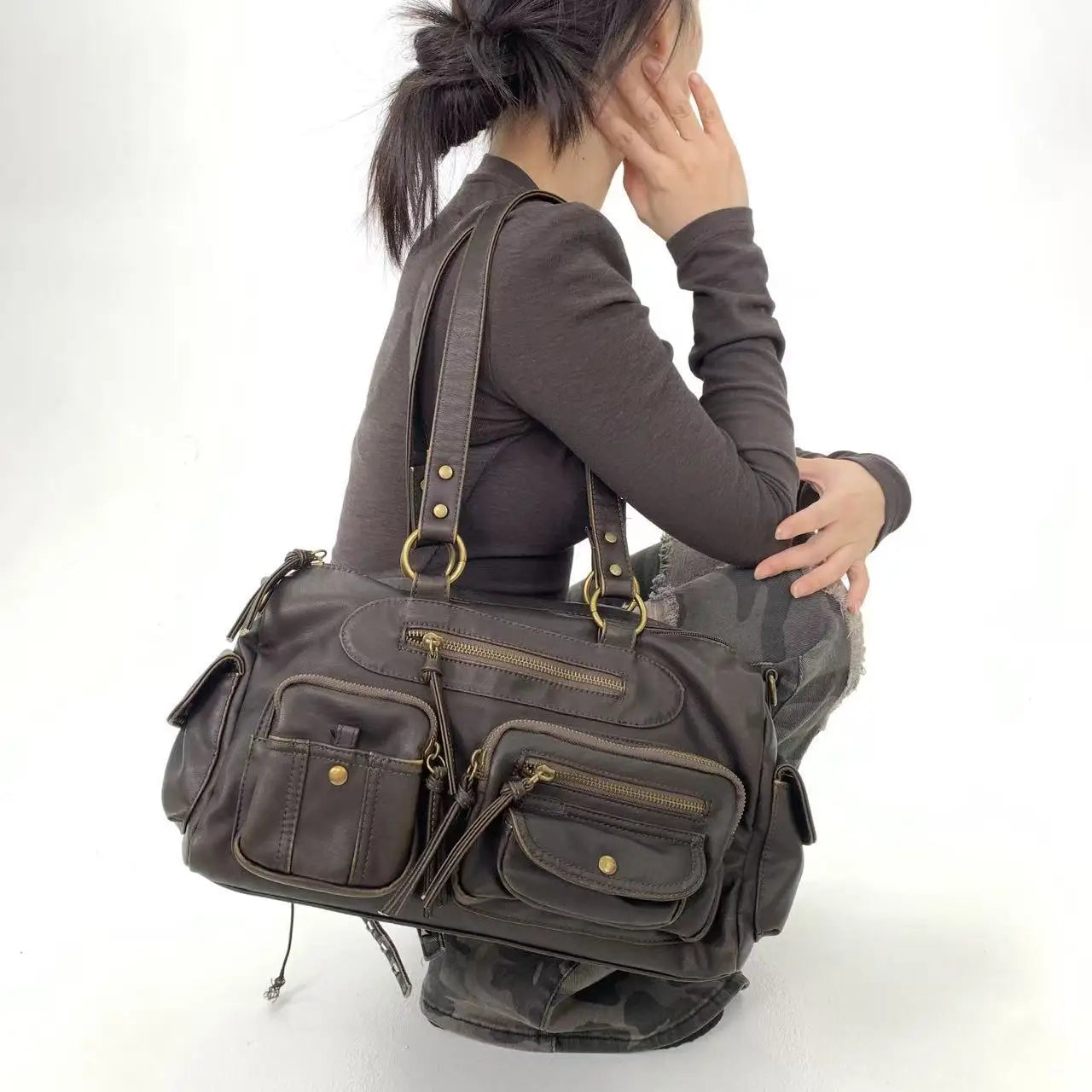 Damen-Umhängetasche Klassischer Stil Mit Quaste Und Viel Stauraum Für Alltag Und Freizeit