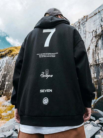 High Street Letter Print Pullover Hoodies für Männer Vorder taschen Baggy Casual Vintage Kapuzen pullover Fleece Y2k Hoody Kleidung
