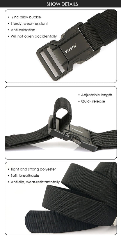 Herren-Gürtel Elastischer Gürtel Mit Metall-Schnellverschluss Für Outdoor Und Alltag Verstellbar Blau