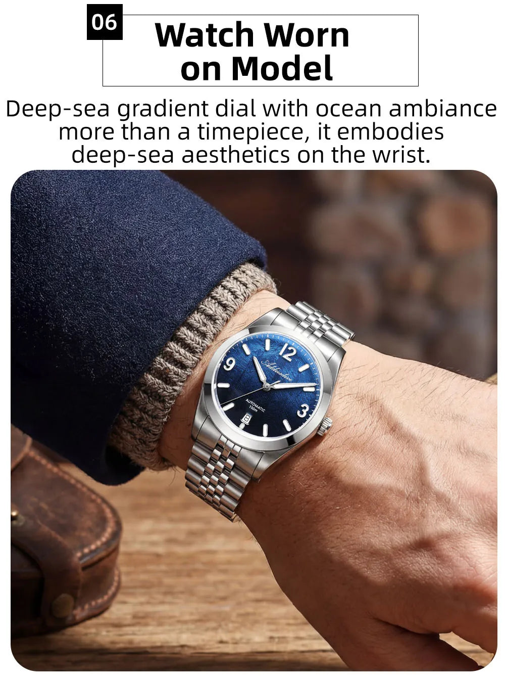 Herren-Automatikuhr mit Jubilee-Armband und Saphirglas