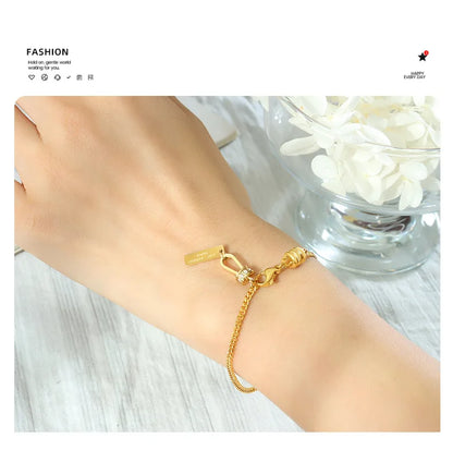 Damen-Gliederarmband mit Zirkonia-Fassung aus Edelstahl