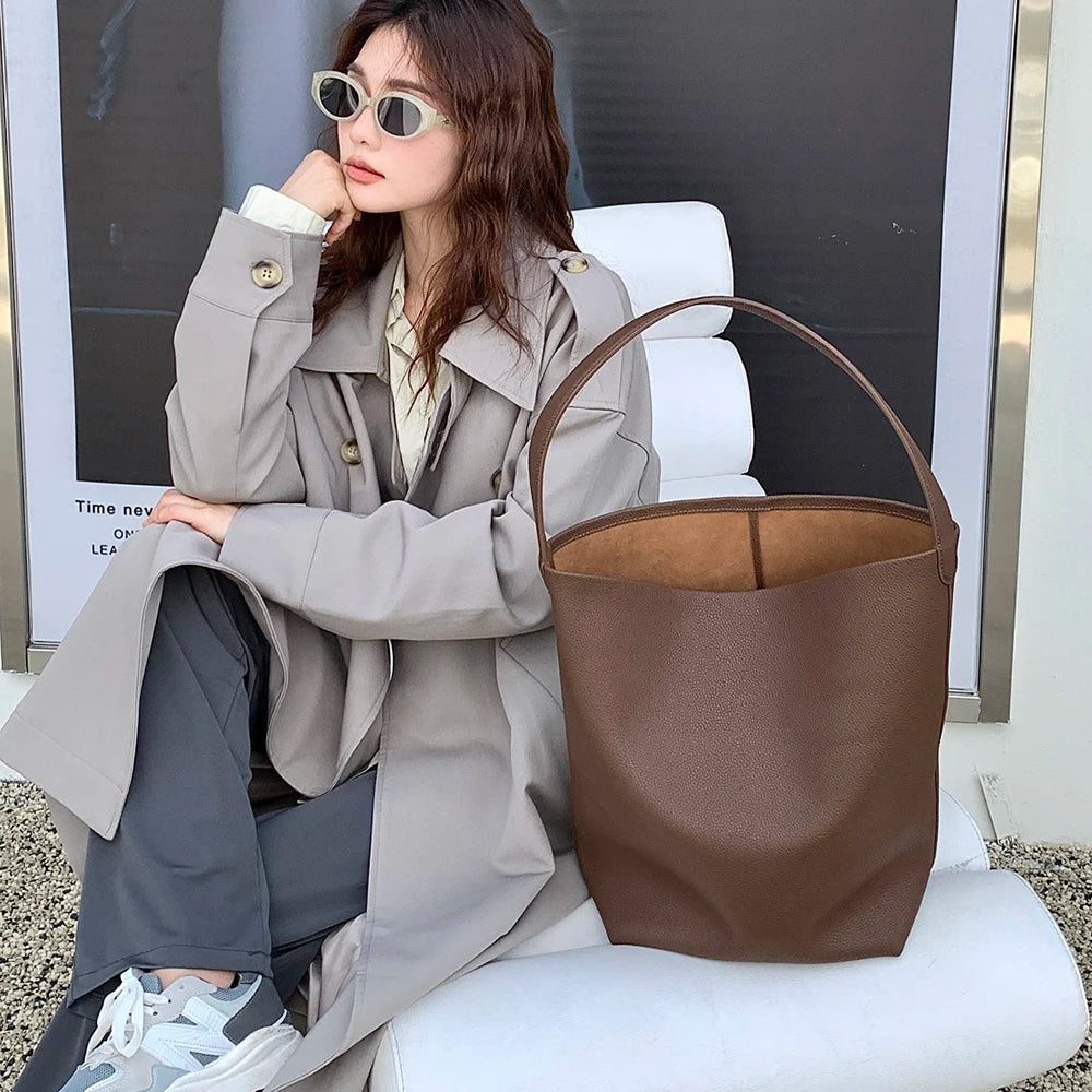 Top Layer Suede Bucket Tote | Große Tasche Aus Kuhleder