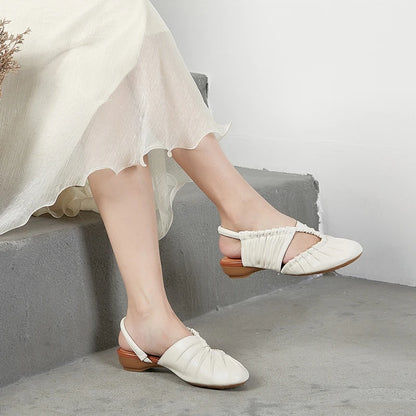 AIYUQI 2025, neue stil geschlossene zehen frauen sandalen Plissee nicht-slip Römischen sandalen für frauen Große größe sommer strand weibliche schuhe