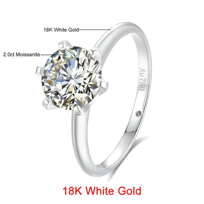 Damen-Ring Aus 18K Gold Moissanit 1 Karat Zertifiziert Mit NGTC Zertifikat für Verlobung