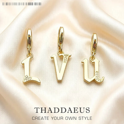 Damen-Charm-Anhänger Buchstaben Alphabet golden Vintage aus Sterlingsilber