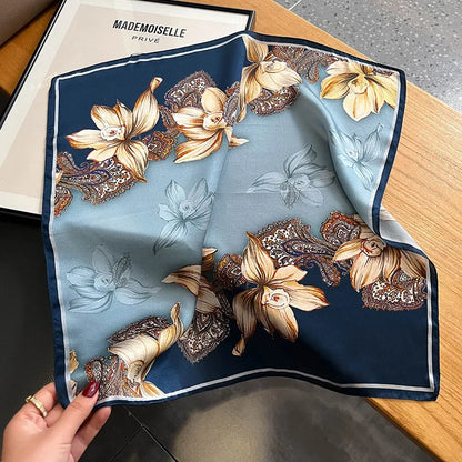 Damen Seidensatin Schal quadratisch Blumenprint Kopftuch Bandana Hijab Geschenk B