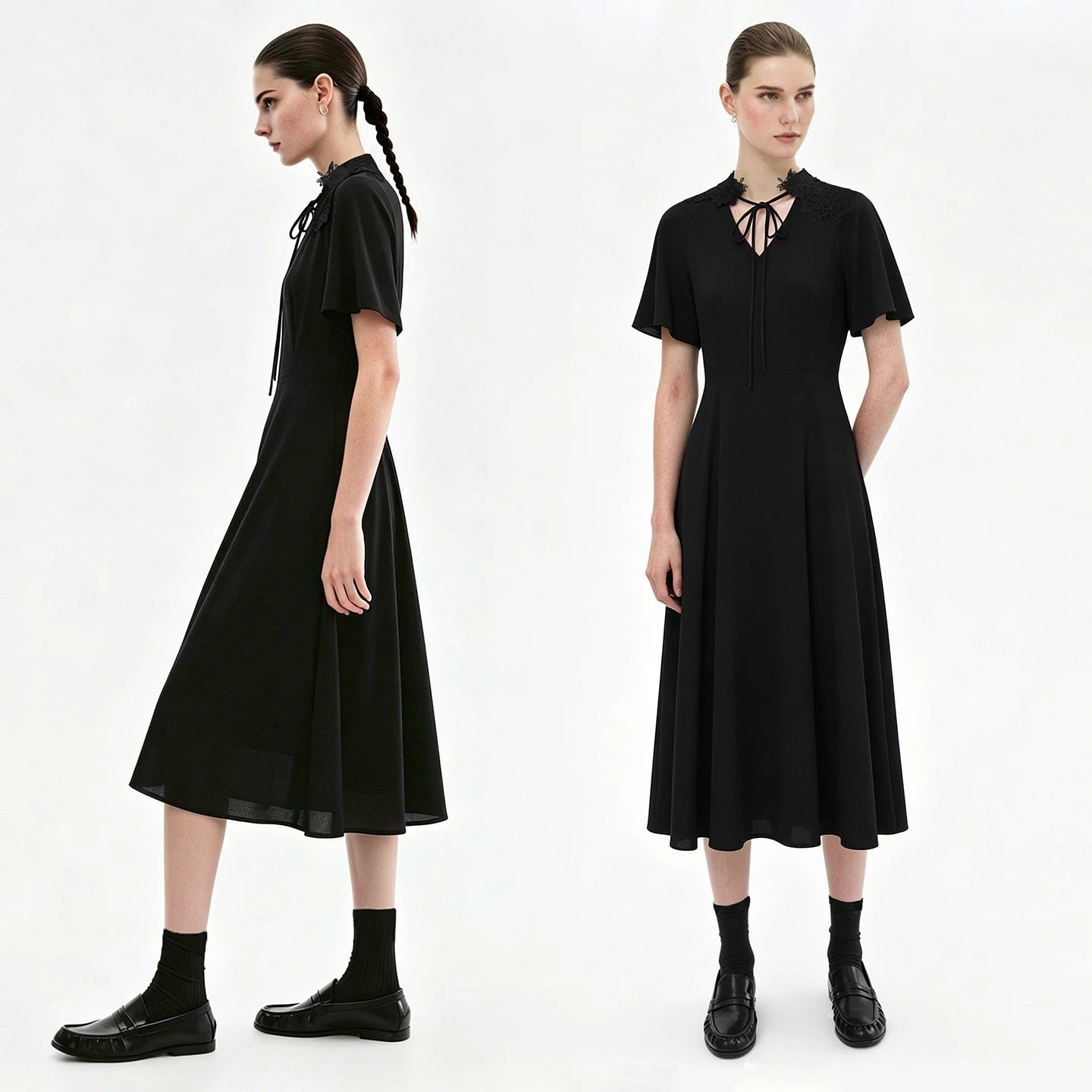 Elegantes Midikleid Für Damen Aus Chiffon Mit V-Ausschnitt Im Sommer