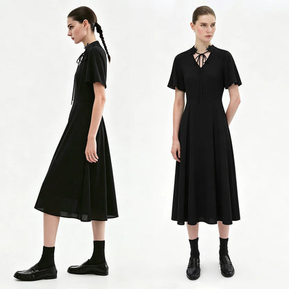 Elegantes Midikleid Für Damen Aus Chiffon Mit V-Ausschnitt Im Sommer