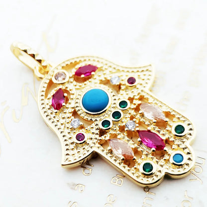 Damen-Anhänger Hand Fatima Chakra Lotus Bohemia aus Sterlingsilber