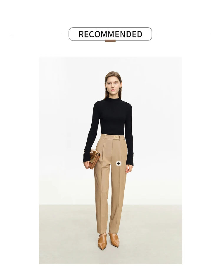 Schwarzer Slim-Fit-Strickpullover mit Stehkragen und Schlitzbündchen