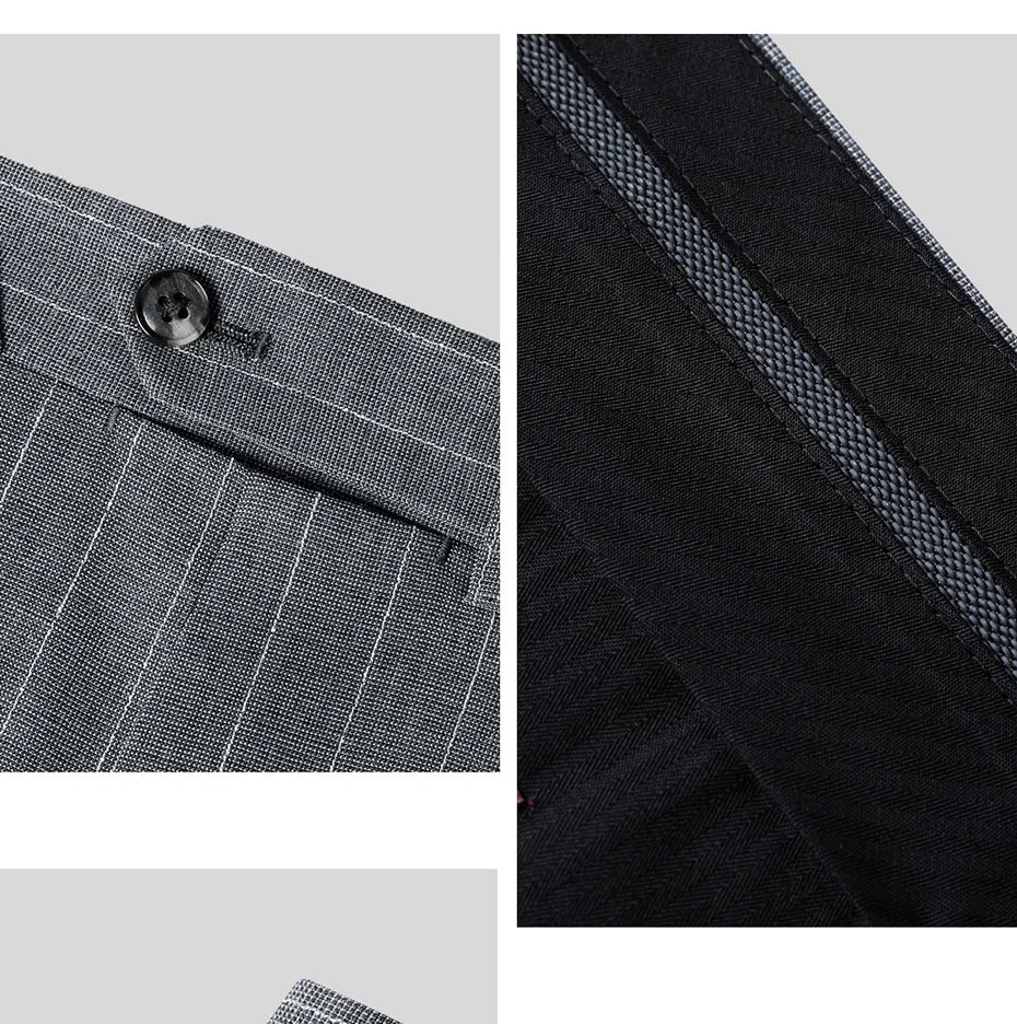 Eleganter Herrenanzug aus 67% Wolle: Grauer Nadelstreifen, Einreiher, Business & Hochzeit, Slim Fit