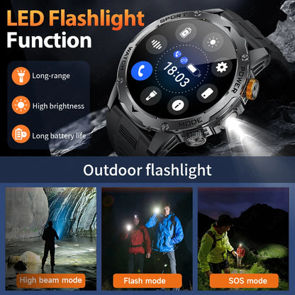 Herren Smartwatch mit Bluetooth Anruf und wasserdichtem Design für Outdoor Fitness