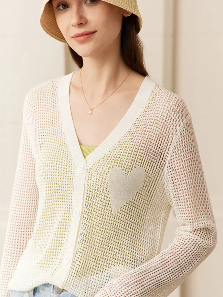 Damen-Strickjacke V-Ausschnitt Viskose locker elegant Frühling