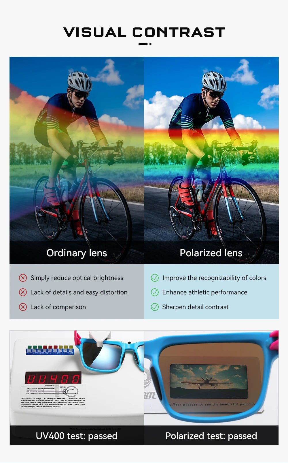 Sonnenbrille polarisiert TR90 Reißverschlussetui Unisex frische Farben