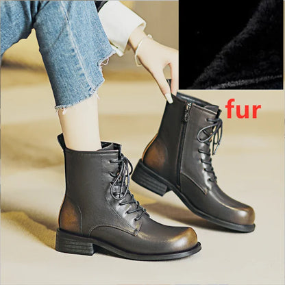 Damen Stiefeletten im Retro-Stil mit rutschfester Sohle und niedrigem Absatz