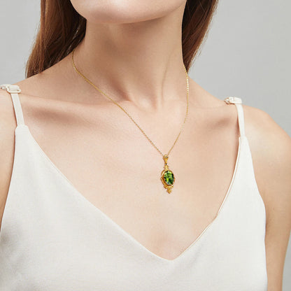 Damen-Ovaler Peridot-Anhänger aus Silber 925 im Boho-Stil für Alltag und festliche Anlässe