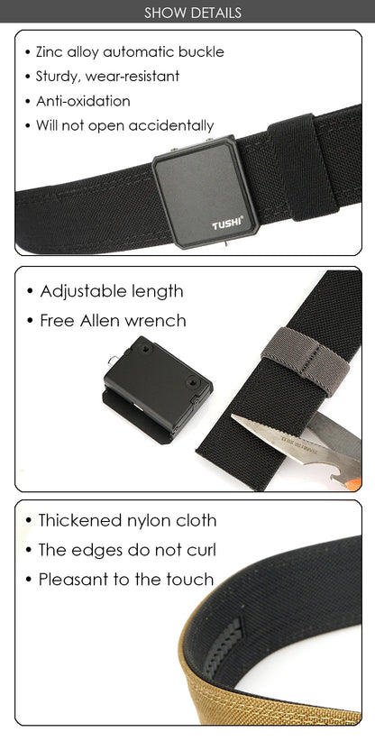 VATLY Hard EDC Tactical Gürtel Herren Nylon Rigid Automatik-Schnalle