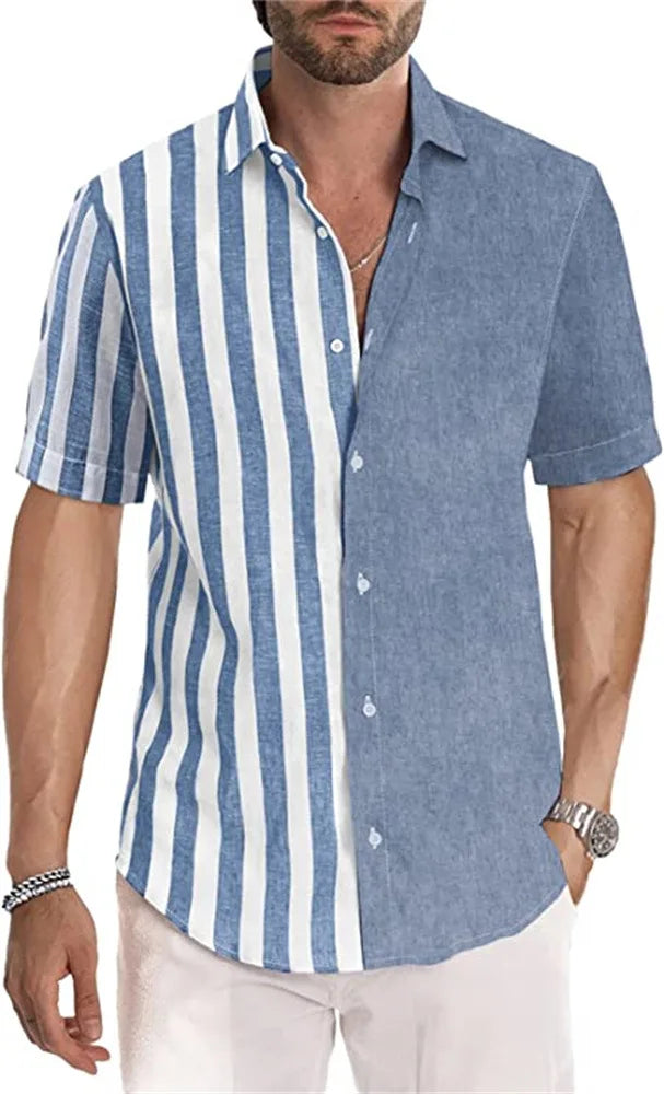 Leichtes Herren-Hemd aus Eisseide mit Blumenmuster, kurzärmelig und knitterfrei – ideal für den Sommer.