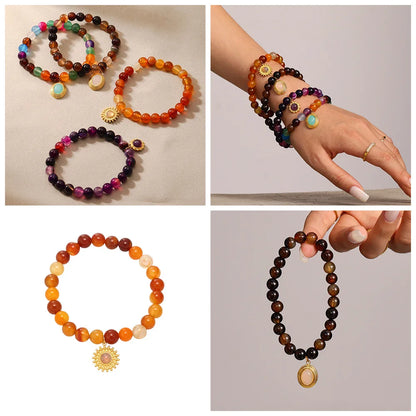 Damen-Armband mit Achat-Naturstein aus Edelstahl