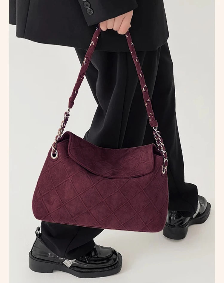 Damen Schultertasche mit großem Fassungsvermögen im Retro-Look