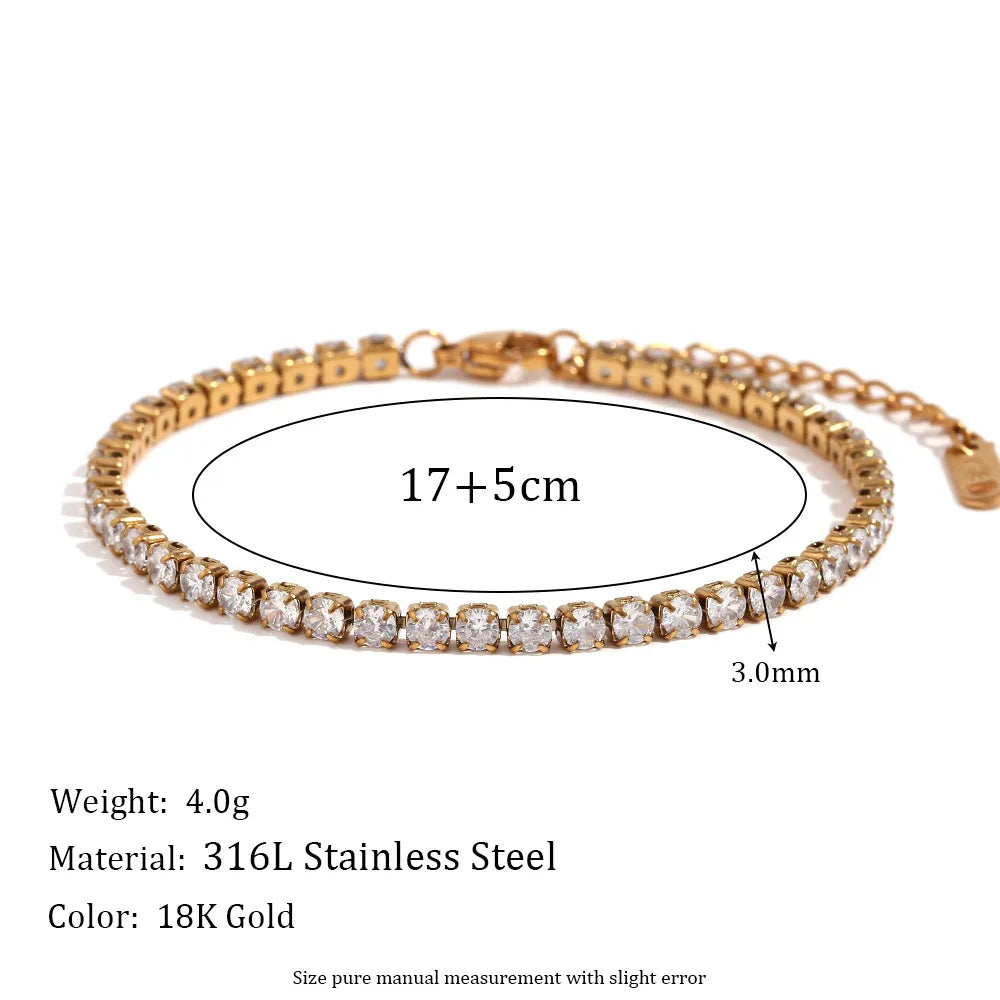 Damen-Tennisarmband mit Kristall-Strass aus Edelstahl