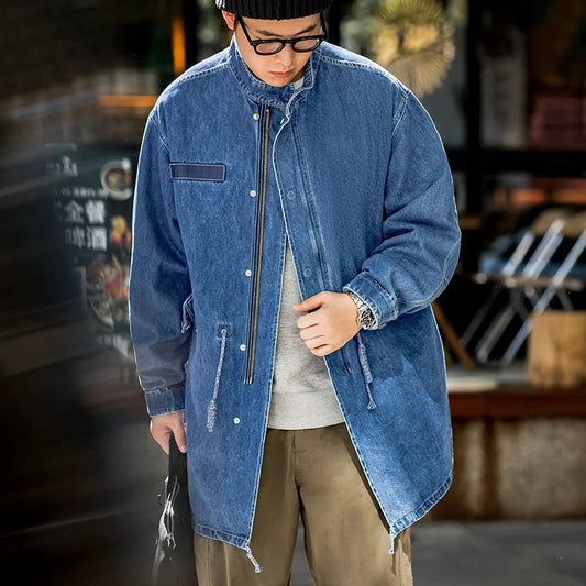 Retro M65 Denim Fischschwanz Trenchcoat – Stilvoller Lässiger Look