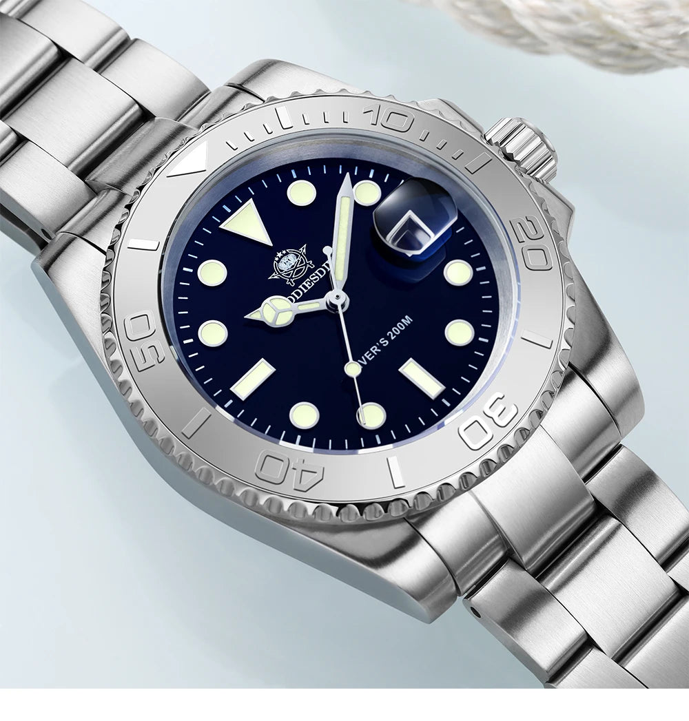 ADDIESDIVE 41mm reloj hombre Watch For Men 20Bar Diving 316L Stainless Steel Montre Homme BGW9 Super Luminous Quartz Watches