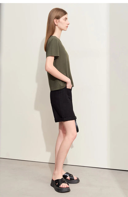 Minimalismus Baumwoll Jeans – Vintage Retro Fashion Shorts für Frauen