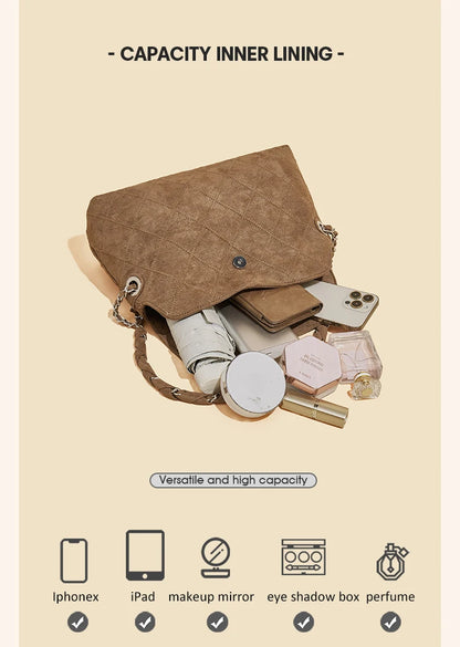 Damen Schultertasche mit großem Fassungsvermögen im Retro-Look