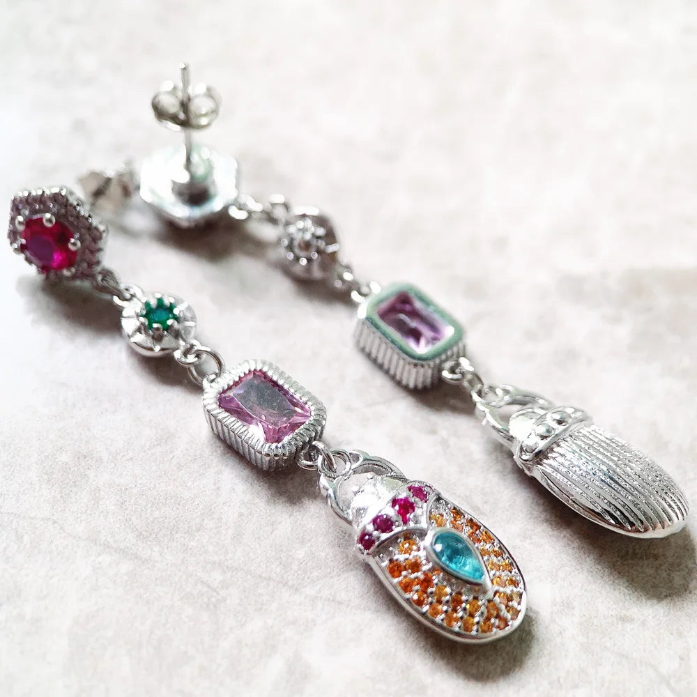 Damen-Ohrtropfen Skarabäus Wasserstern Vintage Herbst aus Sterlingsilber