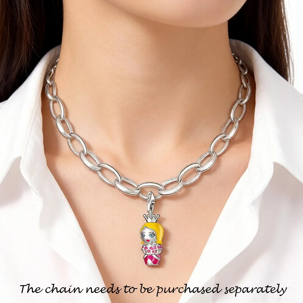 Damen-Charm-Anhänger Prinzessin Puppe süß aus Sterlingsilber