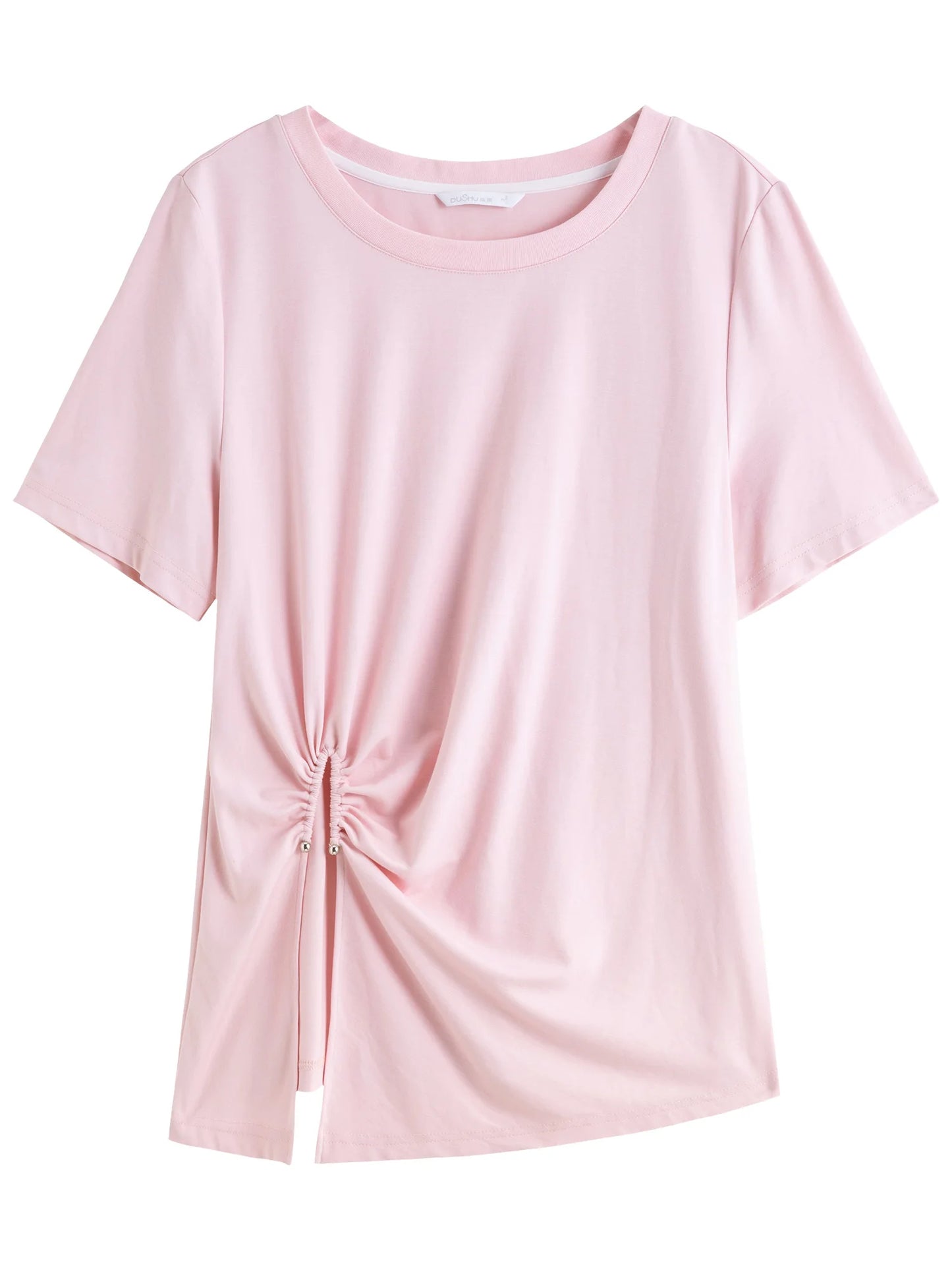 Damen-Bluse in Übergröße mit doppeltem Lagenlook und Puppenkragen, Hohldesign und Stickerei – modisches Sommerhemd für den Arbeitsalltag.