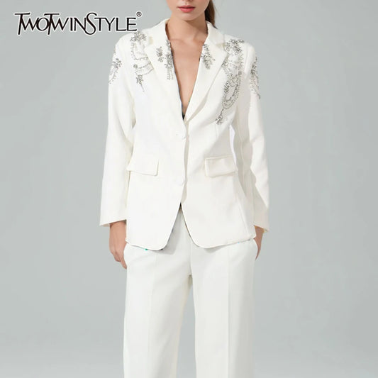 Damen-Blazer mit Knopfleiste und Patchwork-Design – Lässiger Minimalist mit Reverskragen und langen Ärmeln