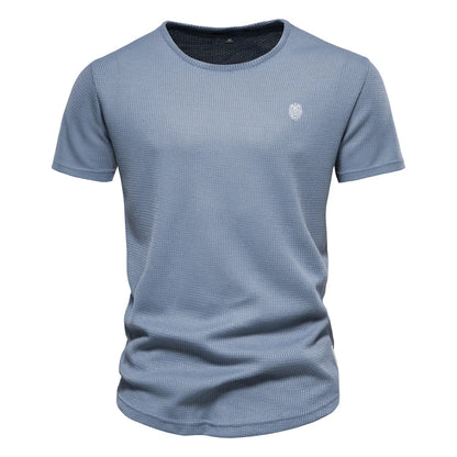 Herren T-Shirt aus Waffelstoff im einfarbigen Casual-Stil für den Sommer