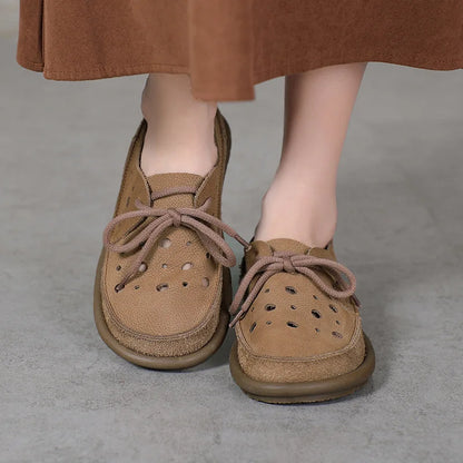 AIYUQI 2025, neue flache Damensandalen, rutschfeste Schnür-Loafer mit weichen Sohlen für Damen, Sommer-Strandschuhe mit großem Loch für Damen