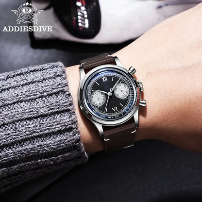 Herren-Chronograph mit Lederarmband und VK64-Werk