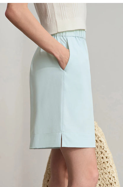 Damen Shorts im minimalistischen Stil mit elastischem Bund und weitem Bein