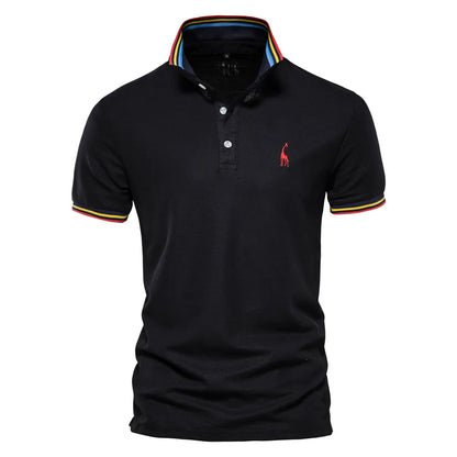 Premium Herren Polo Shirt Feuchteregulierend Mit Giraffenstickerei
