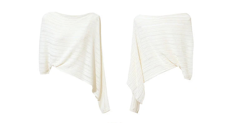 Beiger Damen-Crop-Strickpullover, schulterfrei, drapiert, lange Ärmel