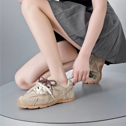 AIYUQI frauen Turnschuhe 2025, Neue Nicht-slip Deutsch Training Schuhe Für Frauen Flache Große-größe Echtes Leder Laufschuhe weibliche Schuhe
