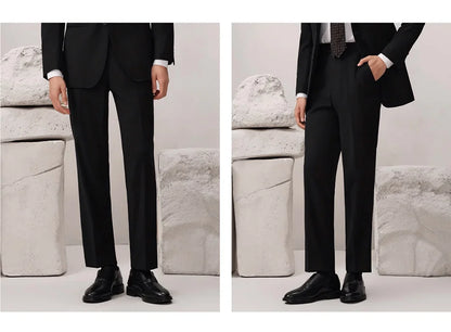 Herrenanzug aus 100% Wolle, doppelt geknöpft, luxuriöses Retro-Design in Grau, winterlich warm, ideal für Hochzeiten, schlanke Passform mit Blazer und Hose.