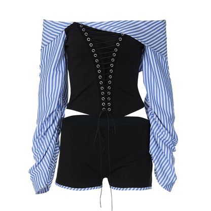 Colorblock Damen-Trenchcoat mit Stehkragen und langen Ärmeln – Vintage-Chic mit Patchwork-Design und Reißverschluss.