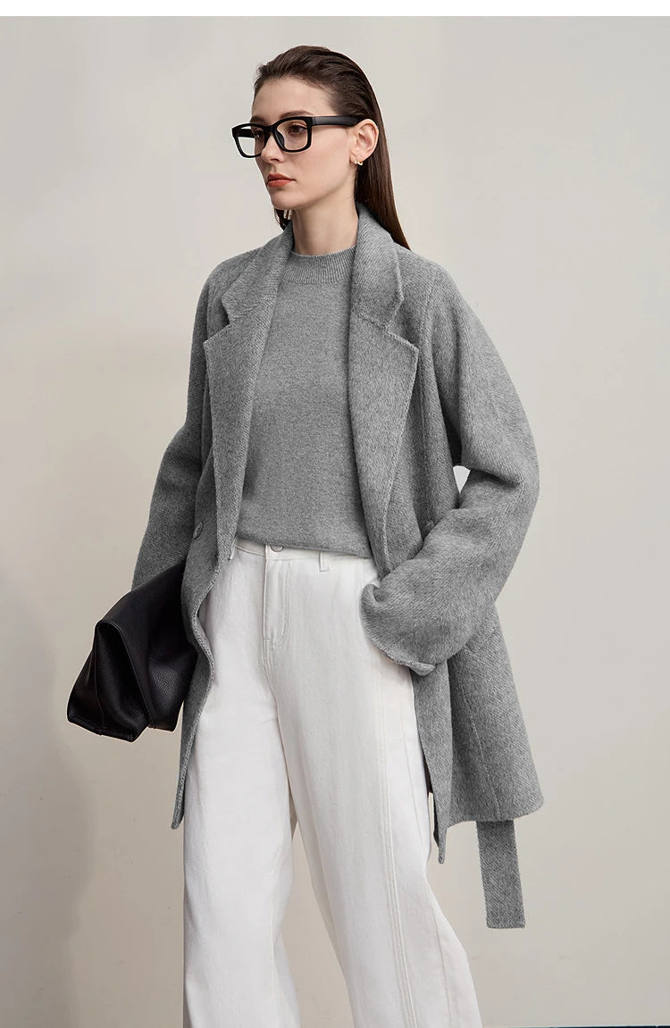 Damen-Rollkragenpullover Wolle-Kaschmir locker Herbst