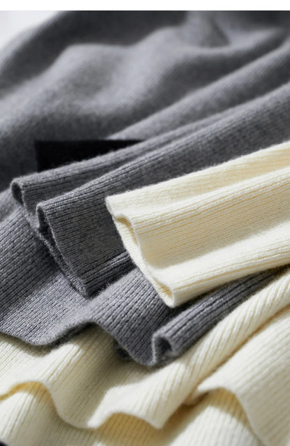 Damen-Rollkragenpullover Kaschmir-Wolle Slim Stickerei Winter