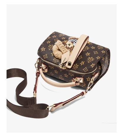 Damen Handtasche aus PU-Leder im Boston-Stil mit verstellbarem Tragegurt
